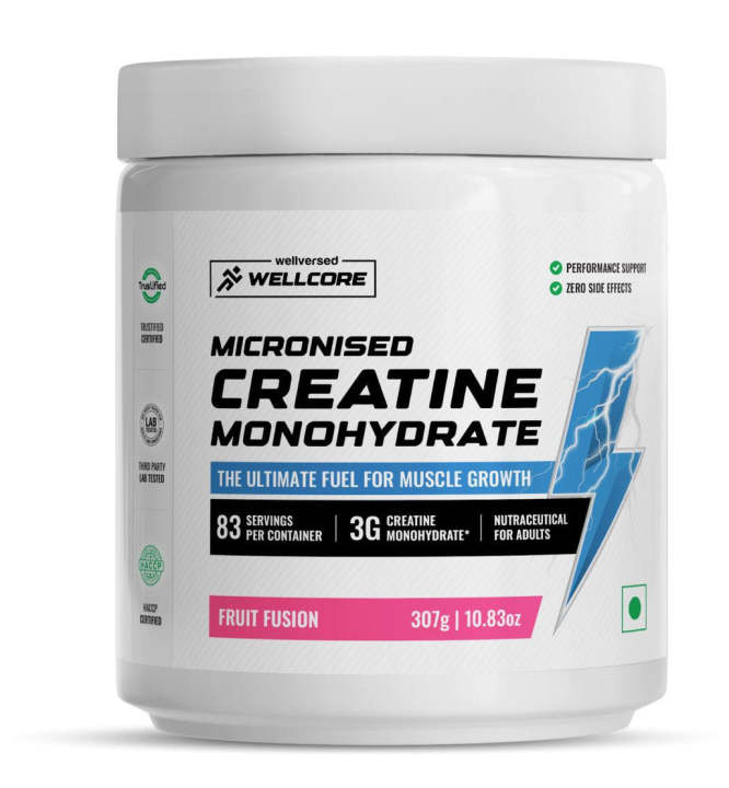Wellcore – Pure Micronised Creatine Monohydrate (307g, 83 Servings) Fruit Fusion – Fast Absorption for Strength & Muscle Recovery | NutriNexas Nepal