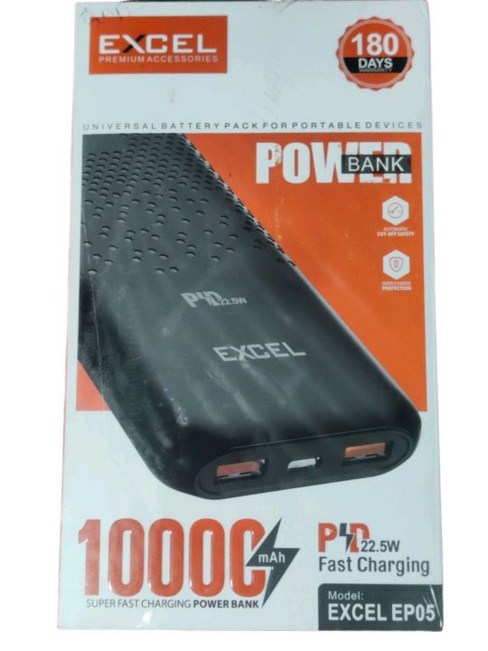 Excel EP05 22.5W PD Fast Charging 10000mah powerbank For Mobile, Tablet with Official Warranty