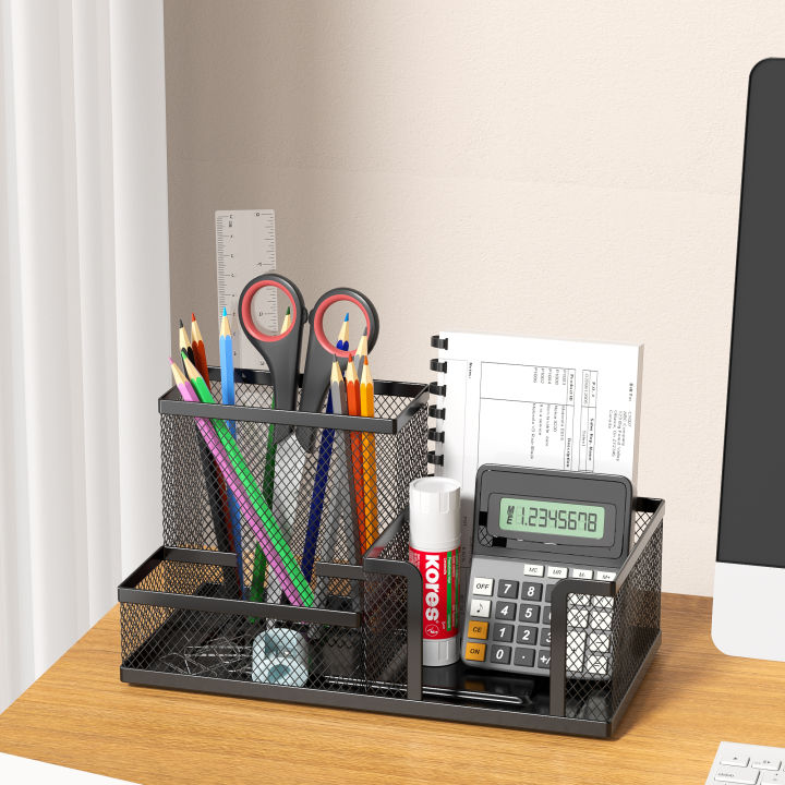 Black%20Mesh%20Desk%20Organizer%20-%203-Tier%20Storage%20with%20Pencil%20Holder%20&%20Baskets,Office%20Supplies%20Organizer%20for%20Desktop,%20Home%20&%20School%20Use%20-%20Image%204