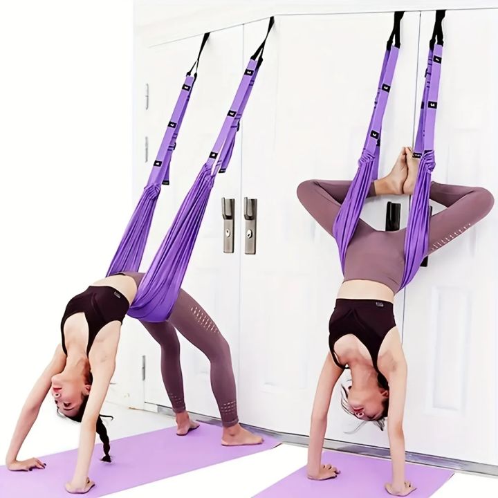 A Universal Yoga Stretching Strap with Door Anchor, Polyester Fitness Strap, Leg Stretch, Backbend Assisted Dance, Ballet