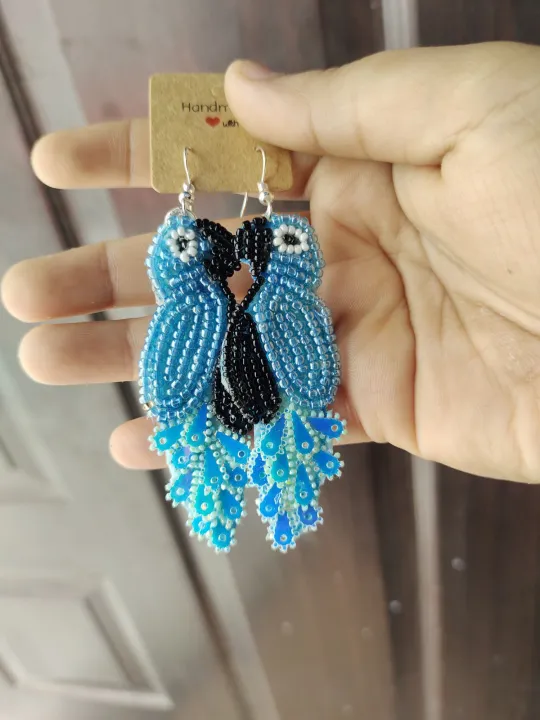parrot%20style%20earings..%20customise%20handmade%20beads%20jewellary%20-%20Image%203