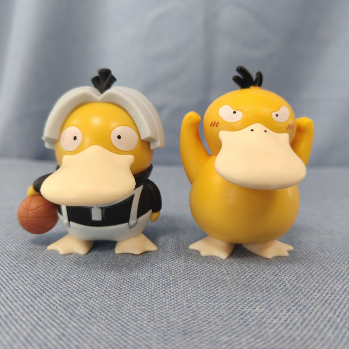 Anime Pokemon Psyduck Cheer up and Playing basketball styling  Figure Toys Kawaii  Model Car Ornament Statue Decoration Gift