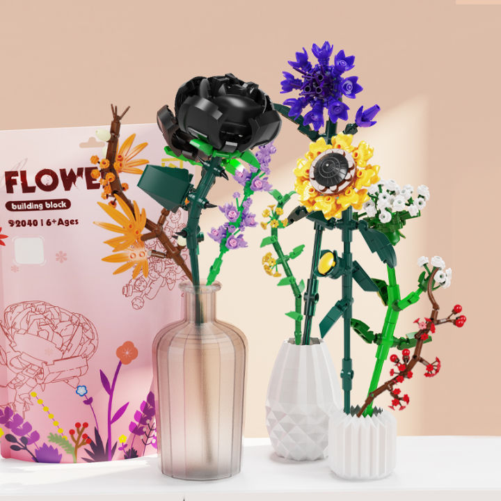 Flower Model Building Blocks Toys DIY Educational Building Bricks Toy ...
