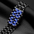Fashion Black Full Metal Digital Lava Wrist Watch Men Blue LED Display Mens Watches Gifts for Male Boy Sport Creative Clock. 