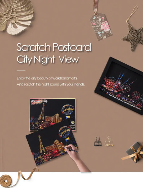 4PCS%20Postcard%20Night%20Scene%20Colorful%20Scratch%20Art%20Cool%20And%20Colorful%20Scratch%20Art%20With%20Bamboo%20Sticks,Landscape%20Architecture%20Clip%20Art%20-%20Image%204