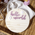 Ylsteed Newborn Photo Prop Wooden Hello World Rabbit Flower Newborn Wooden Hanging prop Cute Birth Board Baby Announcement-HD. 