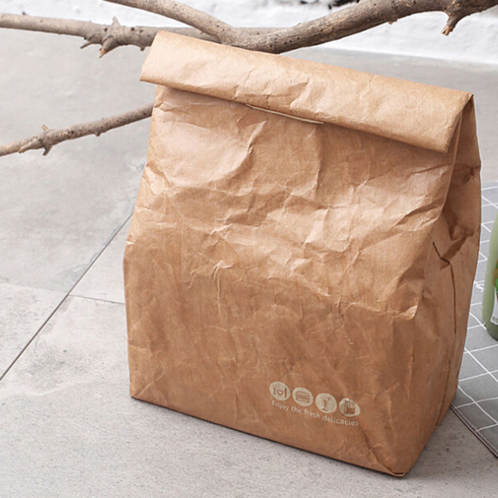 New%201Pc%20Brown%20Paper%20Lunch%20Bag%20Reusable%20Insulated%20Thermal%20Cooler%20Sack%20Magnetic%20Closure%20-%20Image%204