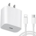 25Watt 2 Pin I-Phone Charger For X To 14 Pro Max Power Adapter With Usb-C To Lightning Cable. 