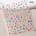 Colorful Bagful Jellyfish Bubbles Swimming Rings Rainbow Stars Ocean Starfish Self Adhesive 5D Nail Art Sticker Manicure Decal.