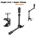 7 inch or 11 inch Articulating Magic Arm + Super Clamp for DSLR Rig Camera to LCD Monito, LED Video Light Camera Accessories.