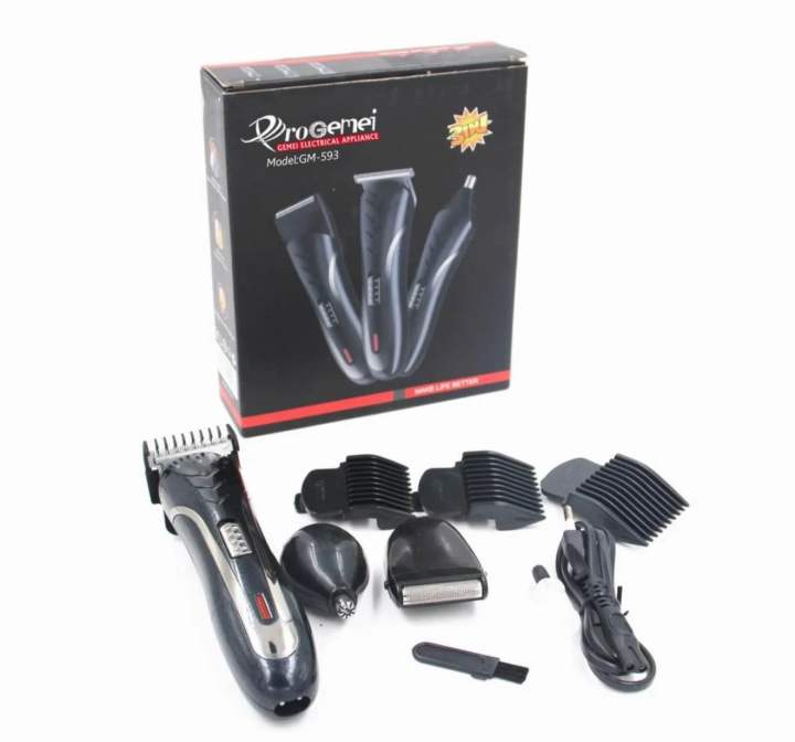 Gemei GM 593 Men's Trimmer 3 in 1 Beard Moustache And Nose Hair Trimmer
