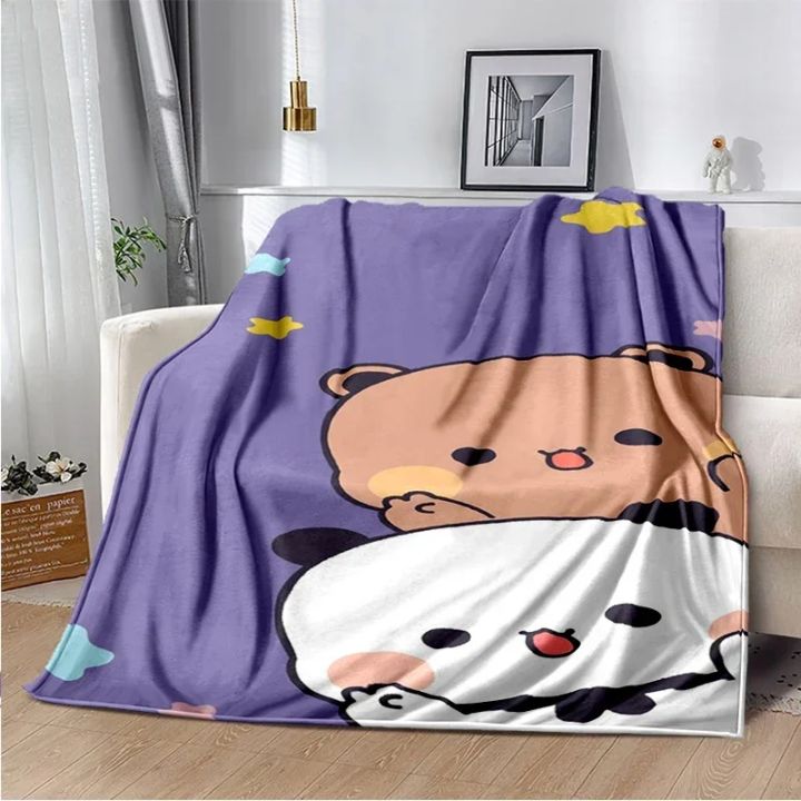 Cartoon%20Print%20Bear%20and%20Pa%20Blanket%20Cute%20Bubu%20%20Dudu%20Series%20%20Kids%20Warm%20Flannel%20Soft%20Comfortable%20Home%20Bed%20-%20Image%202
