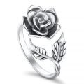 Vintage Elegant Silver Color Rose Flower Rings for Women Girls 2025 New Wedding Party Jewelry Accessories Anniversary Gifts. 
