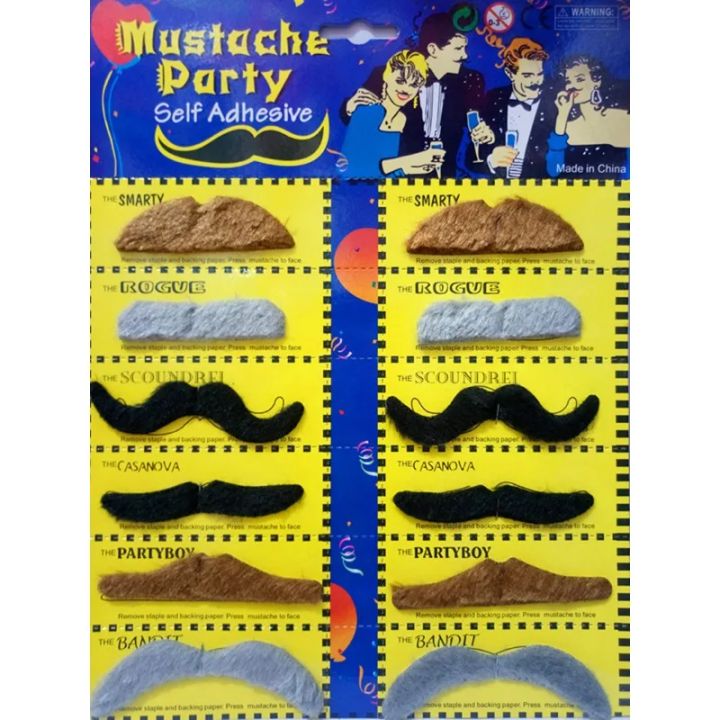 Adult Masquerade Party Supplies Funny Costume Halloween Cosplay Fake Beard Photobooth Props 12PCS Funny Fake Mustache Sticker
