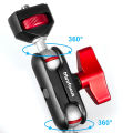 Magic Arm with Dual Ballhead Articulating 1/4'' Screw Universal Camera Video Monitor Mount Adapter for Cage Mic LED Light Tripod. 