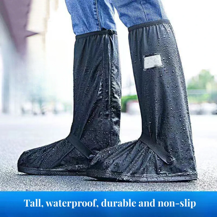 Reusable%20Anti%20Slip%20Rain%20Boot%20Shoe%20Cover%20Black%20Waterproof%20with%20Reflector%20High%20Tube%20Shoes%20Dust%20Covers%20Motorcycle%20Bike%20Rain%20Cover%20-%20Image%202