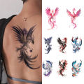 4pcs Plum Phoenix Totem Waterproof Temporary Tattoo Sticker Blossom Flying Bird Body Art Arm Back Sleeve Fake Tattoos Women Men. 