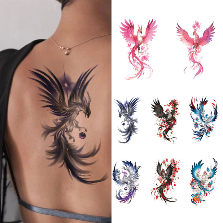 4pcs%20Plum%20Phoenix%20Totem%20Waterproof%20Temporary%20Tattoo%20Sticker%20Blossom%20Flying%20Bird%20Body%20Art%20Arm%20Back%20Sleeve%20Fake%20Tattoos%20Women%20Men%20-%20Image%202
