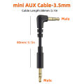 Mini Audio Cable 3.5mm Jack 90 Degree Right Angle Audio Input Adapter Auxiliary Cable Compatible with Car Audio Speakers.