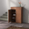 Modern Home Office 4-Tier Shoe Cabinet, Shoe Rack with Locker Drawer and 2 Close Door with 4 Shoe Shelf by Furnisha Furniture 30/24''.