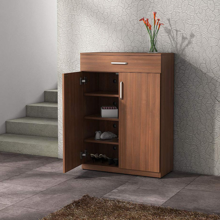 Modern Home Office 4-Tier Shoe Cabinet, Shoe Rack with Locker Drawer and 2 Close Door with 4 Shoe Shelf by Furnisha Furniture 30/24''