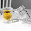 2pcs 50ml Golf Ball Glass Cups Funny Double Walled Shot Glass Drinking spirits Glasses Forwhiskey tea Espresso coffee. 