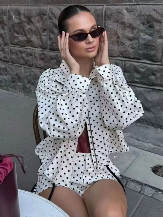 HH%20Women%20Fashion%20Polka%20Dot%20Coat%20Shorts%20Set%20Turtleneck%20Long%20Sleeve%20Zipper%20Jackets%20Slim%20Shorts%20Elegant%20Woman%20High%20Street%20Outfits%20-%20Image%203