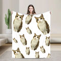 Meowl Cat Owl Winter Forest Flannel Throw Blanket Ultra Soft Plush For Adults Kids Living Room Quality Bedspread. 