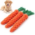 1pc Dog Toy Carrot Knot Rope Ball Cotton Rope Dumbbell Puppy Cleaning Teeth Chew Toy Durable Braided Bite Resistant Pet Supplies. 