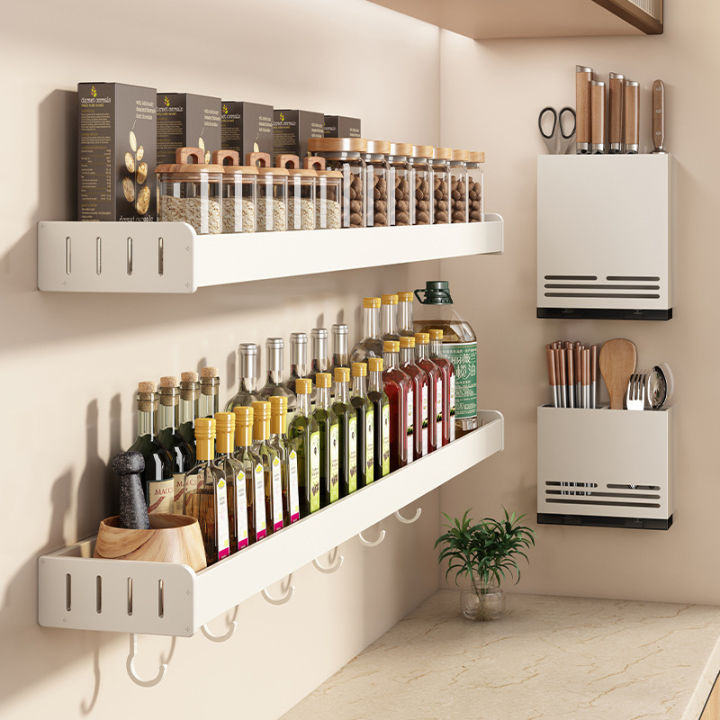Condiments Rack Shelf Wall Mounted Kitchen Condimenters Spice Rack Organizer Shelf Kitchen ...