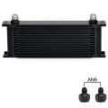 LZONE - 15 Row AN10 Stacked Plate Oil Cooler 10AN to 6AN 8AN Adapter Universal Engine Transmission Aluminum Black JR7015.
