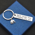 Inspirational Positive Energy Keychain, Elephant Never Don't Forget Strong Stainless Steel Keychain, Relatives And Friends Gifts. 