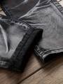 Men's Jeans Black And White Slim Fit Stretch Denim Pants Casual Mid Waist Spring Trousers. 