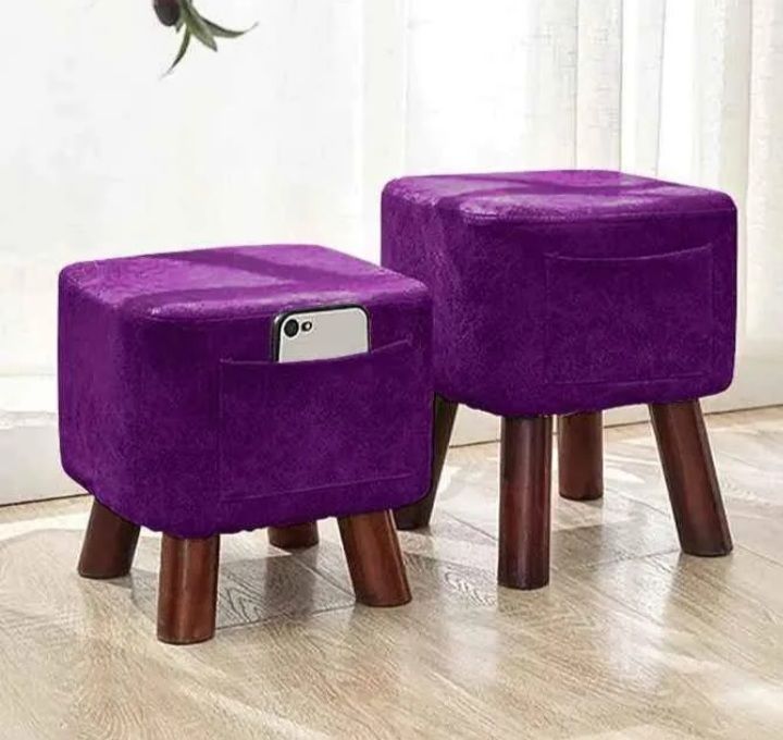 Pack Off 2 Wood Ottoman Stool. Footrest. Living Room Furniture. Kitchen Stool. Ottoman. Hoom Decore