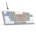 AULA F3261 Type-C Wired Hot Swappable 61 Keys RGB Mechanical Keyboard(White Grey ). 