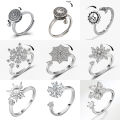 Anti Stress Anxiety Spinner Rings for Women Zircon Sunflower Fashion Fidget Ring Rotatable Engagement Jewelry s. 