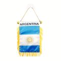 1pc Argentina ARG AR Window Hanging Flag 3x4 In Mini Flag Banner Car Rearview Mirror Decor Fringed Hanging Flag with Suction Cup.