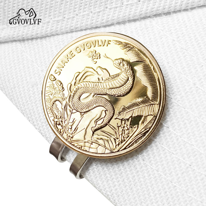 Golf Ball Marker year of the Golden Snake With Magnetic Cap Clips For Golfer Boys Girl Alloy Marker Golf Accessories