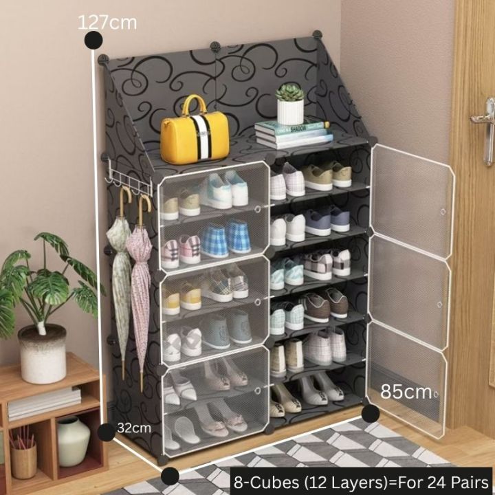 Multi-Cube Plastic Shoe Organizer | 3/4/6 Layer Shoe Storage Cabinet | Durable Plastic Sheets | Attractive Display Rack