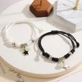 2PC Fashion Luminous Beads Star Couple Bracelet for Women Men Charm Cat Flower Heart Moon Love Matching Friend Bracelet Jewelry.
