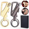 Multifunction keychain lighter Emergency fire starter and bottle opener. 