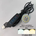 Warm White Color DC 5V 3W USB LED Lights 2835 Chip Single Dimmer Reading Night Desk Book Tablet Reading Lamp Switch Power Cable. 