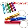 4 Pieces/set of Aluminum Sports Safety Whistle Alloy Small Whistle Keychain Outdoor Survival Camping Emergency. 