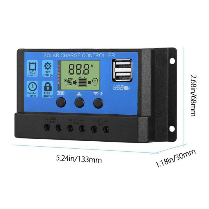 Solar Charge Controller 10A 20A 30A 40A 50A 60A 100A LCD Display Dual ...