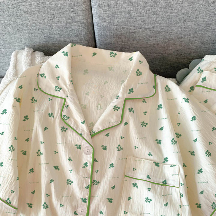 Women%20Pajamas%20Sets%20Short%20Sleeve%20Nightwear%20Top%20and%20Pants%20Sleepwear%203%20Piece%20Pjs%20Loungewear%20Fashion%20Print%20Pyjamas%20Set%20Nightwear%20-%20Image%203
