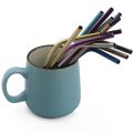 5Pcs Colorful Metal Straws Set Pink Reusable Drinking Straws Rainbow Bent Straight 304 Stainless Steel Straw with Clean Brush.