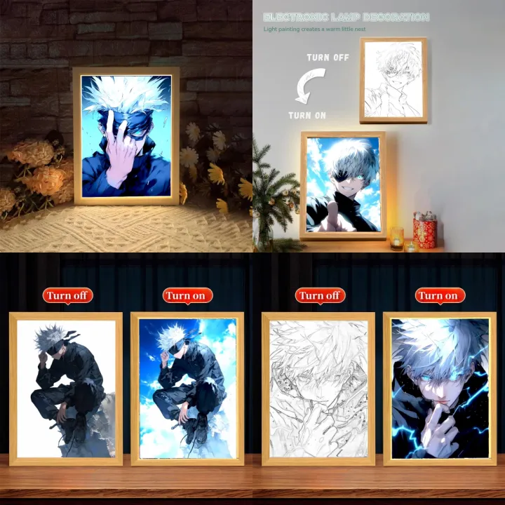Gojo Led Figure Anime Figure Jujutsu Kaisen Light Painting Photo Frame Action Figures ...