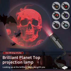 Bilashmart Halloween Led Projection Night Light Pumpkin Ceiling Wall Lamp USB Moon Projector Christmas Atmosphere Mood Light Room Decor
