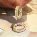 Huitan Princess Square Cubic Zirconia Hoop Earrings Luxury Trendy Ear Circle Earrings for Women Fashion Versatile Female Jewelry. 