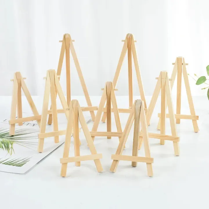 10pcs Wood Mini Easel Frame Desktop Triangle Display Stand Wedding ...